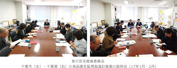 食の安全推進委員会　千葉市（左）・千葉県（右）の食品衛生監視指導計画案の説明会（17年1月・2月）